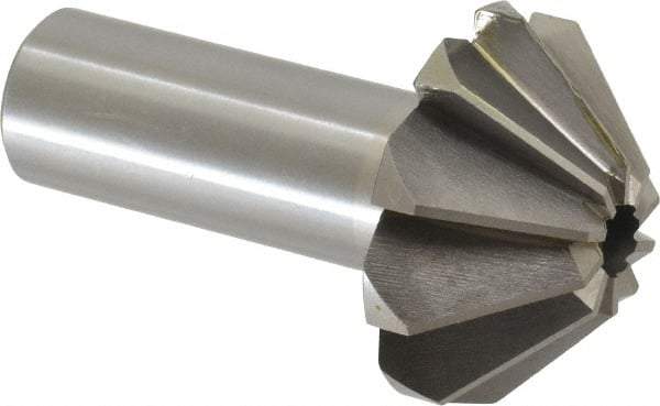 Interstate - 1-5/8" Large x 5/8" Small Diam, 11/16" Width of Cut, 90° Included Angle, Cobalt Face Angle Cutter - 3/4" Shank Diam, 2-11/16" Overall Length, Weldon Flat - Americas Industrial Supply