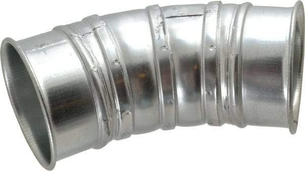 Made in USA - 5" ID Galvanized Duct 45° Elbow - 7.86" Long, 22 Gage - Americas Industrial Supply