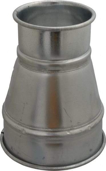 Made in USA - 6-4" ID Galvanized Duct Reducer - 8" Long, 22 Gage - Americas Industrial Supply