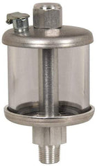 LDI Industries - 1 Outlet, Polymer Bowl, 73.9 mL No Flow Control Oil Reservoir - 1/4 NPTF Outlet, 2" Diam x 3-3/4" High, 60°C Max - Americas Industrial Supply