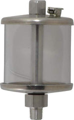 LDI Industries - 1 Outlet, Polymer Bowl, 73.9 mL No Flow Control Oil Reservoir - 1/8 NPTF Outlet, 2" Diam x 3-1/2" High, 60°C Max - Americas Industrial Supply
