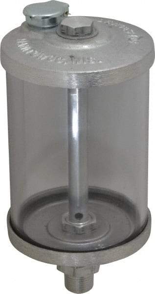 LDI Industries - 1 Outlet, Polymer Bowl, 354.9 mL No Flow Control Oil Reservoir - 3/8 NPTF Outlet, 3" Diam x 6-7/16" High, 60°C Max - Americas Industrial Supply