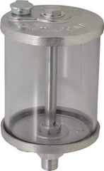 LDI Industries - 1 Outlet, Polymer Bowl, 0.47 L No Flow Control Oil Reservoir - 3/8 NPTF Outlet, 3-1/2" Diam x 6-9/16" High, 60°C Max - Americas Industrial Supply