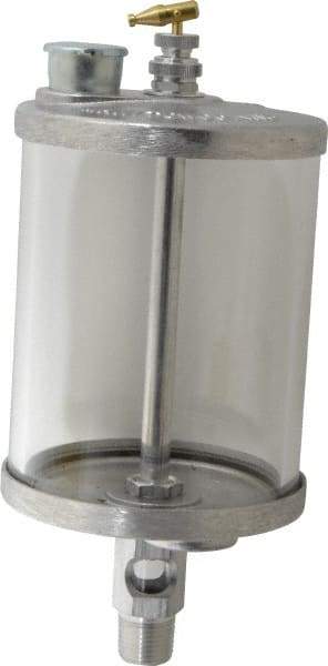 LDI Industries - 1 Outlet, Glass Bowl, 0.95 L Manual-Adjustable Oil Reservoir - 1/2 NPTF Outlet, 4-1/4" Diam x 10.12" High, 121.11°C Max - Americas Industrial Supply