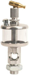 LDI Industries - 1 Outlet, Polymer Bowl, 147.9 mL Manual-Adjustable Oil Reservoir - 9/16-18 UNF Outlet, 2-1/2" Diam x 6-3/8" High, 71.11°C Max - Americas Industrial Supply