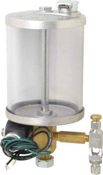 LDI Industries - 1 Outlet, Acrylic Bowl, 0.95 L Electric-Adjustable Oil Reservoir - 4-1/4" Diam x 9-21/64" High, 71.11°C Max - Americas Industrial Supply