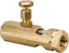 LDI Industries - 1/4 Outlet Thread, 1/4 Inlet Thread, Brass, Straight Valve, Oil Reservoir Needle Valve - 1 Outlet, FNPTF Inlet Thread, FNPTF Outlet Thread - Americas Industrial Supply