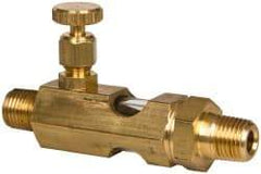 LDI Industries - 1/4 Outlet Thread, 1/4 Inlet Thread, Brass, Straight Valve, Oil Reservoir Needle Valve - 1 Outlet, MNPTF Inlet Thread, MNPTF Outlet Thread - Americas Industrial Supply