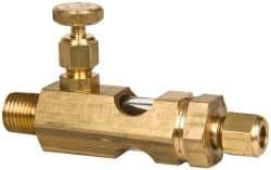 LDI Industries - 1/4 Outlet Thread, 1/4 Inlet Thread, Brass, Straight Valve, Oil Reservoir Needle Valve - 1 Outlet, MNPTF Inlet Thread, MNPTF Outlet Thread - Americas Industrial Supply