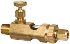 LDI Industries - 1/4 Outlet Thread, 1/4 Inlet Thread, Brass, Straight Valve, Oil Reservoir Needle Valve - 1 Outlet, MNPTF Inlet Thread, MNPTF Outlet Thread - Americas Industrial Supply