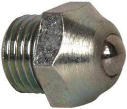 Gits - 5/16-32 Thread, Brass, Zinc Plated, Threaded One Piece, Ball Valve Oil Hole Cover - 15/32" Drive Diam, 15/32" Overall Height, 3/16" Thread Length, UNEF Thread - Americas Industrial Supply