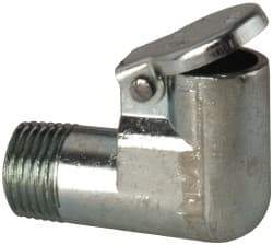 Gits - 1/8-27 Thread, Die Cast Zinc, Zinc Plated, Threaded One Piece, Elbow Oil Hole Cover - 1/4" Drive Diam, 25/32" Overall Height, 1/4" Thread Length, NPT Thread - Americas Industrial Supply