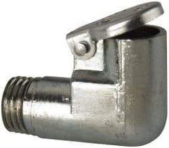 Gits - 3/8-24 Thread, Die Cast Zinc, Zinc Plated, Threaded One Piece, Elbow Oil Hole Cover - 1/4" Drive Diam, 1-3/32" Drive Length, 25/32" Overall Height, 1/4" Thread Length, UNF Thread - Americas Industrial Supply