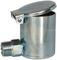 Gits - 3/8-18 Thread, Steel, Zinc Plated, Threaded One Piece, Elbow Oil Hole Cover - 4" Drive Diam, 7/16" Drive Length, 2-1/16" Overall Height, 7/16" Thread Length, NPT Thread - Americas Industrial Supply