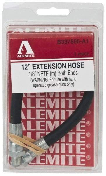 Alemite - 12" Long, 6,000 psi Operating Pressure, Thermoplastic Grease Gun Hose - 1/8 NPTF, 12,000 psi Burst Pressure - Americas Industrial Supply