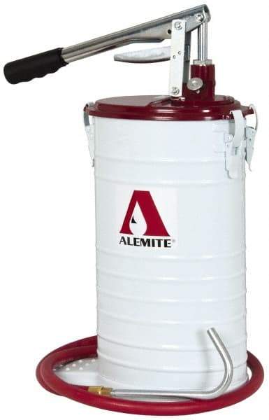 Alemite - Oil & Grease Lubrication 1 Strokes/oz Flow Steel, Aluminum & Stainless Steel Lever Hand Pump - For 25 Lb Container - Americas Industrial Supply