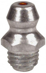 Alemite - Straight Head Angle, 1/4-28 Taper Carbon Steel Taper Thread Grease Fitting - 5/16" Hex, 11/16" Overall Height, 23/64" Shank Length, 10,000 Operating psi, Zinc Plated Finish - Americas Industrial Supply