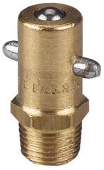 Alemite - Straight Head Angle, 1/8 PTF Brass Pin-Style Grease Fitting - 7/16" Hex, 31/32" Overall Height, 17/64" Shank Length, 3,000 Operating psi, Zinc Plated Finish - Americas Industrial Supply