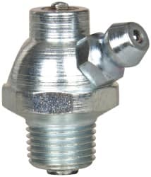 Alemite - 60° Head Angle, 1/8 PTF PVC Shut-Off Grease Fitting - 5/8" Hex, 1" Overall Height, 17/64" Shank Length, Zinc Plated Finish - Americas Industrial Supply