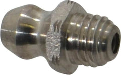 Alemite - Straight Head Angle, 1/4-28 Taper Stainless Steel Standard Grease Fitting - 5/16" Hex, 17/32" Overall Height, 3/16" Shank Length - Americas Industrial Supply