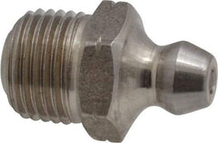 Alemite - Straight Head Angle, 1/8 PTF Nickel/Copper Standard Grease Fitting - 7/16" Hex, 3/4" Overall Height, 5/16" Shank Length - Americas Industrial Supply