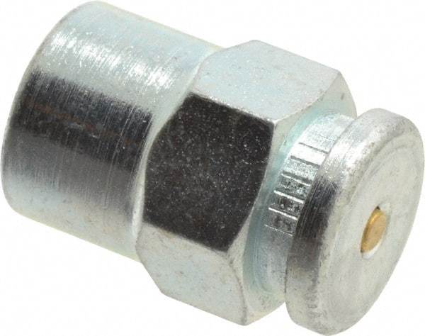 Alemite - Straight Head Angle, 1/8 NPTF Button-Head Grease Fitting - 5/8" Hex, 31/32" Overall Height, 13/32" Shank Length, 6,000 Operating psi, Zinc Plated Finish - Americas Industrial Supply