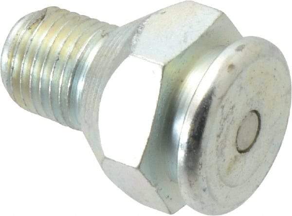 Alemite - Straight Head Angle, 1/4 NPTF Button-Head Grease Fitting - 7/8" Hex, 1-1/4" Overall Height, 1/2" Shank Length, 15,000 Operating psi, Zinc Plated Finish - Americas Industrial Supply