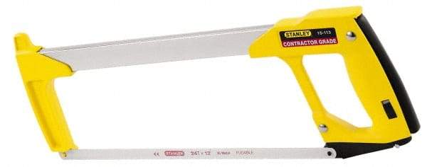 Stanley - 12" Hacksaw - 4-1/2" Throat Depth, Contoured Aluminum D-Style Handle - Americas Industrial Supply