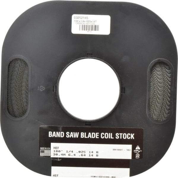 M.K. MORSE - 1/4" x 100' x 0.025" Carbon Steel Band Saw Blade Coil Stock - 14 TPI, Toothed Edge, Raker Set, Flexible Back, Constant Pitch, - Americas Industrial Supply