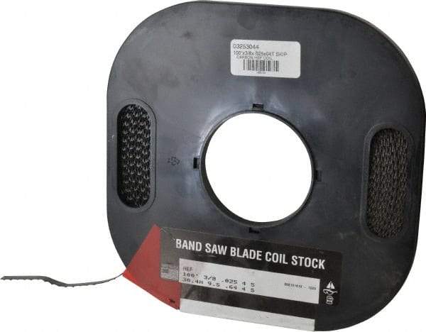 M.K. MORSE - 3/8" x 100' x 0.025" Carbon Steel Band Saw Blade Coil Stock - 4 TPI, Toothed Edge, Skip Form, Raker Set, Flexible Back, Constant Pitch, - Americas Industrial Supply