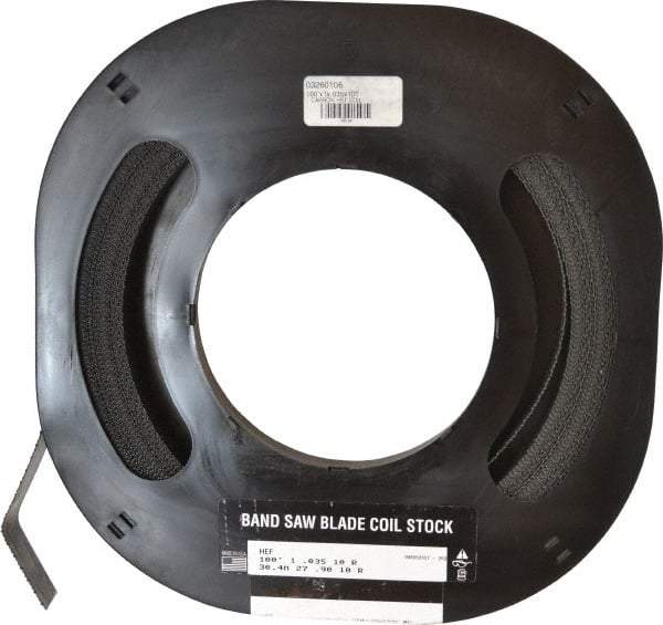 M.K. MORSE - 1" x 100' x 0.035" Carbon Steel Band Saw Blade Coil Stock - 10 TPI, Toothed Edge, Raker Set, Flexible Back, Constant Pitch, - Americas Industrial Supply