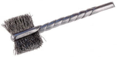 Osborn - 1-1/8" Diam Flat Steel Tube Brush - 0.005" Filament Diam, 5/8" Brush Length, 2-1/4" OAL, 1/8" Diam Shank - Americas Industrial Supply