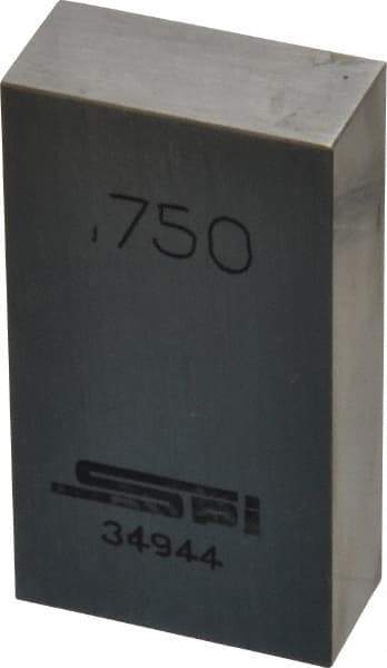 SPI - 0.75" Rectangular Steel Gage Block - Accuracy Grade 0, Includes NIST Traceability Certification - Americas Industrial Supply