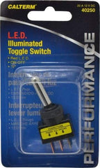 Gardner Bender - 2 Position, 12 Volt, 16 Amp, 1/2 Hole Diam, Red LED Glow Dot Toggle Switch - On Off Sequence, 1 Switch, Black - Americas Industrial Supply