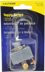 Gardner Bender - 2 Position, 12 Volt, 35 Amp, 1/2 Hole Diam, Heavy Duty Toggle Switch - On Off Sequence, 1 Switch, Chrome/Black - Americas Industrial Supply