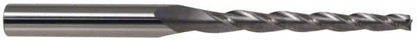 Accupro - 0.5° Taper Angle per Side, 3/16" Small End Diam, 1-1/4" LOC, Solid Carbide 3 Flute Tapered Ball End Mill - 3" OAL, 1/4" Shank Diam - Americas Industrial Supply