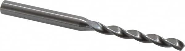 Kennametal - #12 130° Solid Carbide Jobber Drill - Bright Finish, Right Hand Cut, Spiral Flute, Straight Shank, 3.23" OAL, Standard Point - Americas Industrial Supply