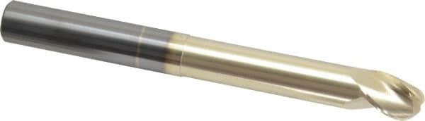 Accupro - 5/8" Diam, 3/4" LOC, 3 Flute Solid Carbide Ball End Mill - ZrN Finish, Single End, 6" OAL, 5/8" Shank Diam, Spiral Flute - Americas Industrial Supply
