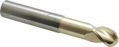 Accupro - 3/4" Diam, 1" LOC, 3 Flute Solid Carbide Ball End Mill - ZrN Finish, Single End, 5" OAL, 3/4" Shank Diam, Spiral Flute - Americas Industrial Supply