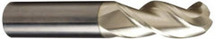 Accupro - 1" Diam, 3-1/4" LOC, 3 Flute Solid Carbide Ball End Mill - ZrN Finish, Single End, 6" OAL, 1" Shank Diam, Spiral Flute - Americas Industrial Supply