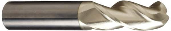 Accupro - 16mm Diam, 40mm LOC, 3 Flute Solid Carbide Ball End Mill - ZrN Finish, Single End, 100mm OAL, 16mm Shank Diam, Spiral Flute - Americas Industrial Supply