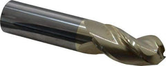 Accupro - 1" Diam, 2" LOC, 3 Flute Solid Carbide Ball End Mill - ZrN Finish, Single End, 5" OAL, 1" Shank Diam, Spiral Flute - Americas Industrial Supply