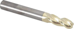 Accupro - 5/16" Diam, 13/16" LOC, 3 Flute Solid Carbide Ball End Mill - ZrN Finish, Single End, 2-1/2" OAL, 5/16" Shank Diam, Spiral Flute - Americas Industrial Supply