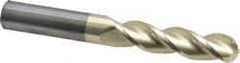 Accupro - 1/2" Diam, 2" LOC, 3 Flute Solid Carbide Ball End Mill - ZrN Finish, Single End, 4" OAL, 1/2" Shank Diam, Spiral Flute - Americas Industrial Supply