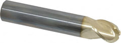 Accupro - 5/8" Diam, 3/4" LOC, 3 Flute Solid Carbide Ball End Mill - ZrN Finish, Single End, 3-1/2" OAL, 5/8" Shank Diam, Spiral Flute - Americas Industrial Supply