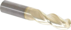 Accupro - 5/8" Diam, 1-5/8" LOC, 3 Flute Solid Carbide Ball End Mill - ZrN Finish, Single End, 3-1/2" OAL, 5/8" Shank Diam, Spiral Flute - Americas Industrial Supply