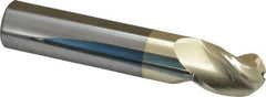 Accupro - 3/4" Diam, 1" LOC, 3 Flute Solid Carbide Ball End Mill - ZrN Finish, Single End, 4" OAL, 3/4" Shank Diam, Spiral Flute - Americas Industrial Supply