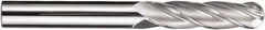 SGS - 5/8" Diam, 2-1/4" LOC, 4 Flute Solid Carbide Ball End Mill - AlTiN Finish, Single End, 5" OAL, 5/8" Shank Diam, Spiral Flute - Americas Industrial Supply