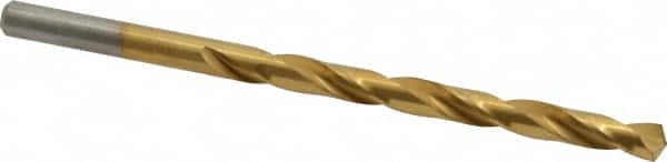 Chicago-Latrobe - #2 135° High Speed Steel Jobber Drill - TiN Finish, Right Hand Cut, Spiral Flute, Straight Shank, 3-7/8" OAL, Split Point - Americas Industrial Supply