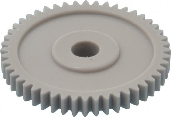 Made in USA - 32 Pitch, 1-1/2" Pitch Diam, 1-9/16" OD, 48 Tooth Spur Gear - 3/16" Face Width, 1/4" Bore Diam, 5/8" Hub Diam, 20° Pressure Angle, Acetal - Americas Industrial Supply